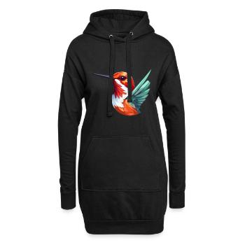 Colibri Oiseau Coloré Aquarelle Dessin Animé Kawaii An - Sweat-shirt à capuche long Femme - noir - Devant