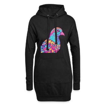 Colombe Aquarelle Colorée Dessin Animé Kawaii Animal - Sweat-shirt à capuche long Femme - noir - Devant