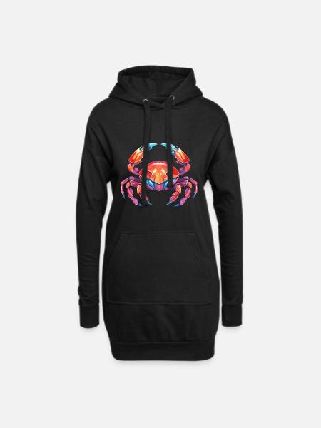 Krabbe buntes Aquarell Cartoon Kawaii Tier - Hoodie-Kleid - Schwarz