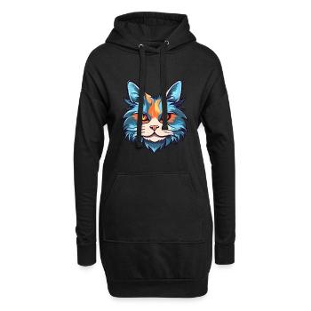 Katze buntes Aquarell Cartoon Kawaii Tier - Hoodie-Kleid - Schwarz - Vorne