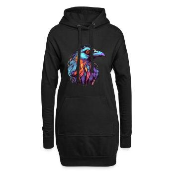 Krähe bunte Aquarell-Karikatur Kawaii-Tier - Hoodie-Kleid - Schwarz - Vorne