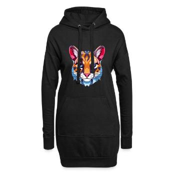 Ocelot Buntes Aquarell Cartoon Kawaii Tier - Hoodie-Kleid - Schwarz - Vorne