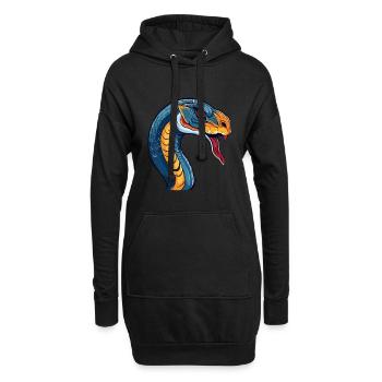 Cobra Aquarelle Colorée Dessin Animé Kawaii Animal - Sweat-shirt à capuche long Femme - noir - Devant