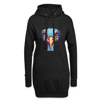 Strauß buntes Aquarell Cartoon Kawaii Tier - Hoodie-Kleid - Schwarz - Vorne