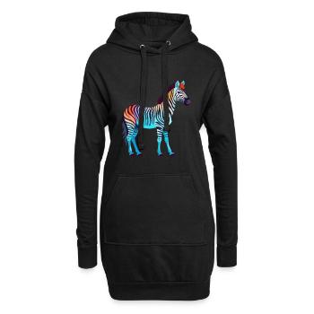 Zebra buntes Aquarell Cartoon Kawaii Tier - Hoodie-Kleid - Schwarz - Vorne