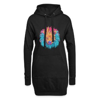 Stachelschwein Bunte Aquarell-Karikatur Kawaii Anima - Hoodie-Kleid - Schwarz - Vorne