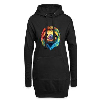 Faultier buntes Aquarell Cartoon Kawaii Tier - Hoodie-Kleid - Schwarz - Vorne