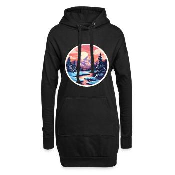 Parc National Hiver Neige - Sweat-shirt à capuche long Femme - noir - Devant