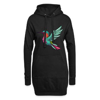 Colibri mignon dessin animé kawaii aquarelle Animal - Sweat-shirt à capuche long Femme - noir - Devant