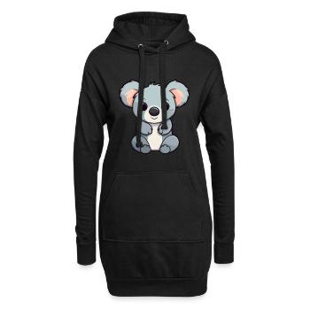 Koala Niedliche Karikatur Kawaii Aquarell Tier Haustier - Hoodie-Kleid - Schwarz - Vorne