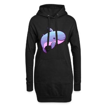 Wal Niedliche Karikatur Kawaii Aquarell Tier Haustier - Hoodie-Kleid - Schwarz - Vorne