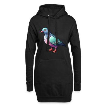 Pigeon Mignon Dessin Animé Kawaii Aquarelle Animal De Compagnie - Sweat-shirt à capuche long Femme - noir - Devant
