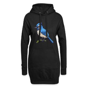 Blauer Eichelhäher Vogel Niedliche Karikatur Kawaii Aquarell Anima - Hoodie-Kleid - Schwarz - Vorne
