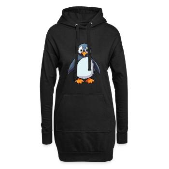 Pinguin Niedliche Karikatur Kawaii Aquarell Tier Haustier - Hoodie-Kleid - Schwarz - Vorne