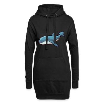Wal Niedliche Karikatur Kawaii Aquarell Tier Haustier - Hoodie-Kleid - Schwarz - Vorne