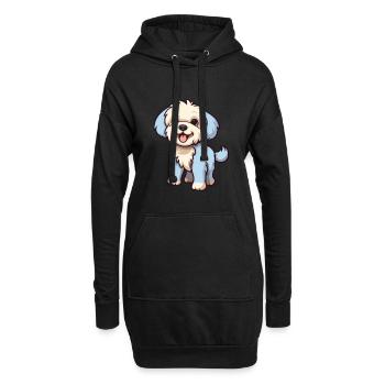 Hund niedliche Karikatur Kawaii Aquarell Tier Haustier - Hoodie-Kleid - Schwarz - Vorne