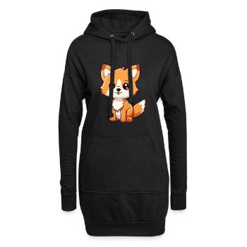 Fuchs Niedliche Karikatur Kawaii Aquarell Tier Haustier - Hoodie-Kleid - Schwarz - Vorne