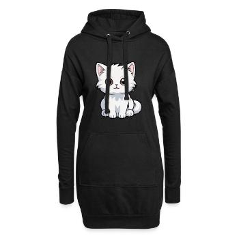 Katze niedliche Karikatur Kawaii Aquarell Tier Haustier - Hoodie-Kleid - Schwarz - Vorne