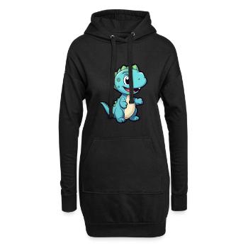Dinosaurier niedliche Karikatur Kawaii Aquarell Tier Haustier - Hoodie-Kleid - Schwarz - Vorne