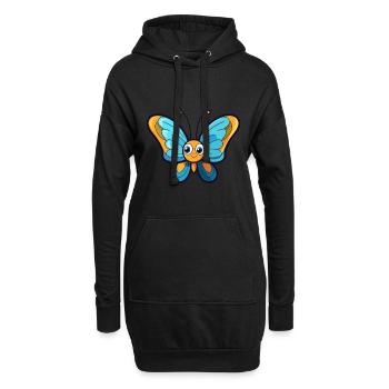 Papillon mignon dessin animé kawaii aquarelle Animal Pe - Sweat-shirt à capuche long Femme - noir - Devant