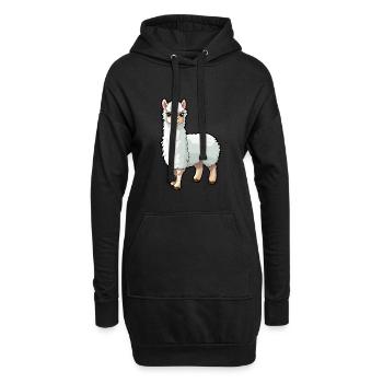 Alpaga mignon dessin animé kawaii aquarelle animal animal de compagnie - Sweat-shirt à capuche long Femme - noir - Devant