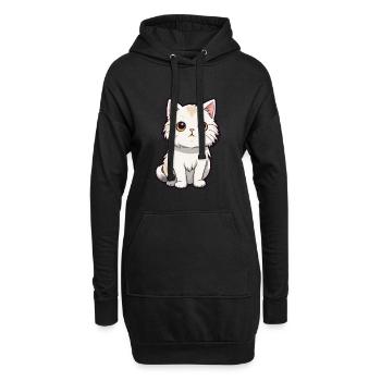 Katze niedliche Karikatur Kawaii Aquarell Tier Haustier - Hoodie-Kleid - Schwarz - Vorne