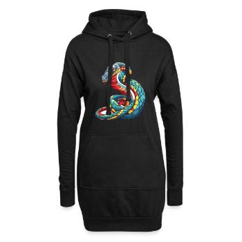 Schlange bunte Aquarell-Karikatur Kawaii-Tier - Hoodie-Kleid - Schwarz - Vorne