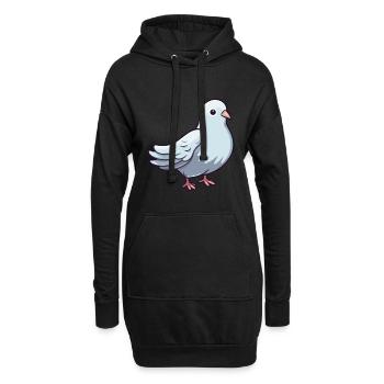 Colombe Mignon Dessin Animé Kawaii Aquarelle Animal Animal De Compagnie - Sweat-shirt à capuche long Femme - noir - Devant