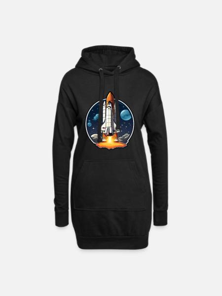 Spaceshuttle Raumfahrt - Hoodie-Kleid - Schwarz