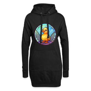 Bébé poussin vitrail coloré dessin animé Kawaii A - Sweat-shirt à capuche long Femme - noir - Devant