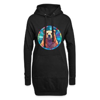 Ours vitrail coloré dessin animé Kawaii Animal - Sweat-shirt à capuche long Femme - noir - Devant