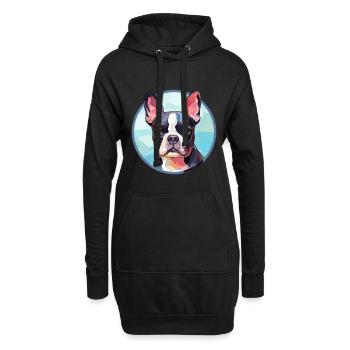 Boston Terrier Hund Bunte Karikatur - Hoodie-Kleid - Schwarz - Vorne