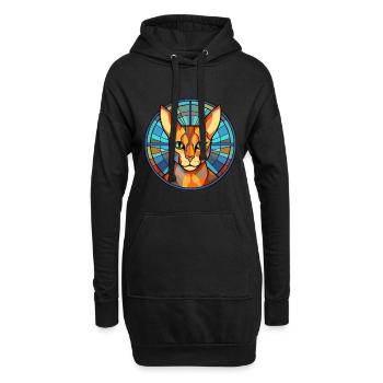 Ocicat Bunte Karikatur Kawaii Anima - Hoodie-Kleid - Schwarz - Vorne