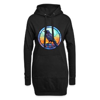 Krähe Buntglas Bunte Karikatur Kawaii Tier - Hoodie-Kleid - Schwarz - Vorne