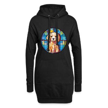 Hund Bunte Karikatur Kawaii Tier - Hoodie-Kleid - Schwarz - Vorne