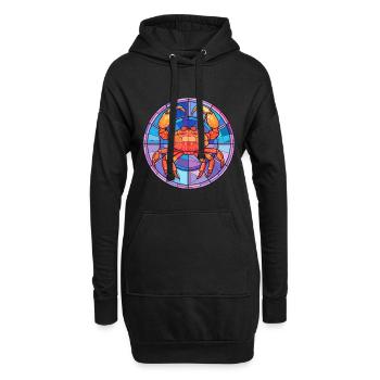 Krabben-Buntglas-Cartoon-Kawaii-Tier - Hoodie-Kleid - Schwarz - Vorne