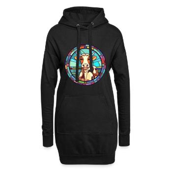 Kuh Buntes Glas Bunte Karikatur Kawaii Tier - Hoodie-Kleid - Schwarz - Vorne