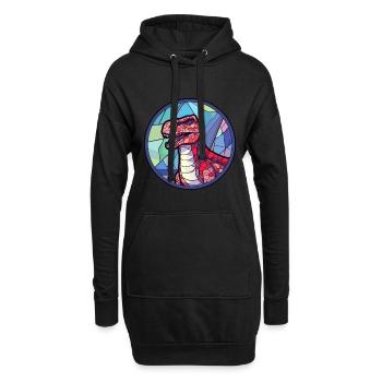 Dinosaure vitrail coloré dessin animé Kawaii Ani - Sweat-shirt à capuche long Femme - noir - Devant