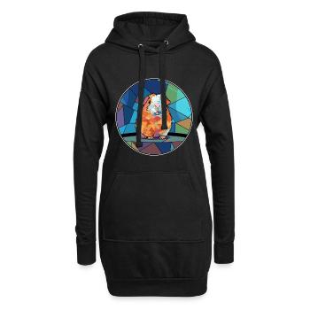 Cochon d’Inde vitrail coloré Cartoon Kawaii A - Sweat-shirt à capuche long Femme - noir - Devant