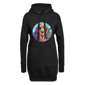 Englischer Cocker Spaniel Hund Buntglas Bunt - Hoodie-Kleid - Schwarz - Vorne