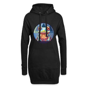 Grenouille vitrail coloré dessin animé Kawaii Animal - Sweat-shirt à capuche long Femme - noir - Devant