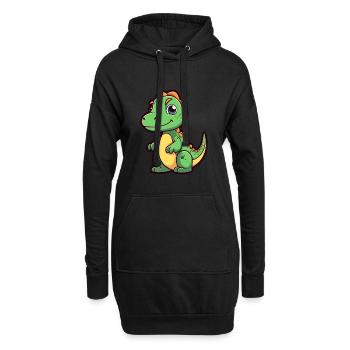Dinosaurier niedliche Karikatur Kawaii Aquarell Tier Haustier - Hoodie-Kleid - Schwarz - Vorne