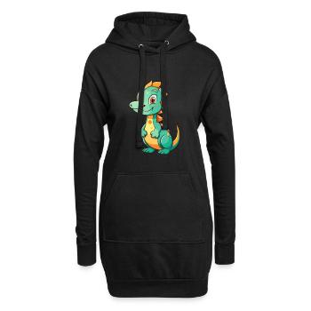 Dragon Mignon Dessin Animé Kawaii Aquarelle Animal De Compagnie - Sweat-shirt à capuche long Femme - noir - Devant