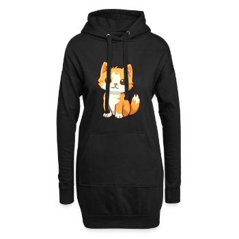 Chaton mignon dessin animé kawaii aquarelle Animal de compagnie - Sweat-shirt à capuche long Femme - noir - Devant