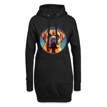 Mastiff Hund Bunte Karikatur Kawaii - Hoodie-Kleid - Schwarz - Vorne