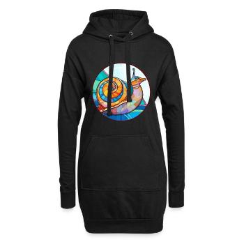 Schnecke Buntglas Bunte Karikatur Kawaii Tier - Hoodie-Kleid - Schwarz - Vorne