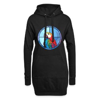 Papagei Buntglas Bunte Karikatur Kawaii Anima - Hoodie-Kleid - Schwarz - Vorne