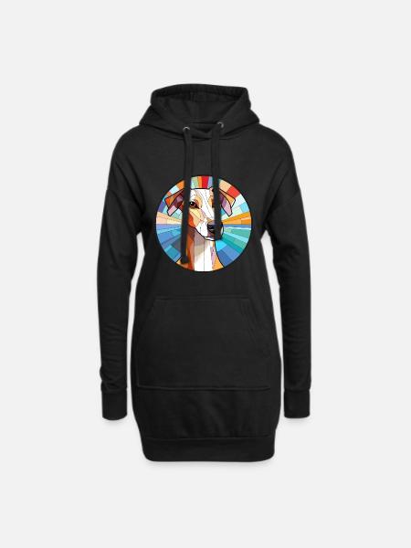 Whippet Hund Buntes Glas Bunte Karikatur Kawaii - Hoodie-Kleid - Schwarz