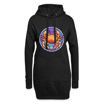 Krabben-Buntglas-Cartoon-Kawaii-Tier - Hoodie-Kleid - Schwarz - Vorne