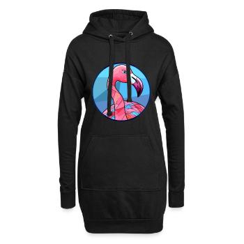 Flamant rose vitrail coloré dessin animé Kawaii Ani - Sweat-shirt à capuche long Femme - noir - Devant